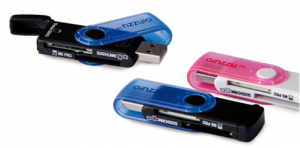 Мини-картридер USB 2.0 GINZZU® GR-412WP (бело-розовый)