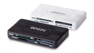 Ультракомпактный картридер USB 2.0 GINZZU® GR-416W (белый)